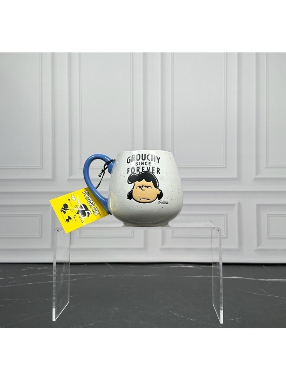 Peanuts Lucy Grouchy Since Forever 20 oz Ceramic Mug Blue Handle New w/ Tag
